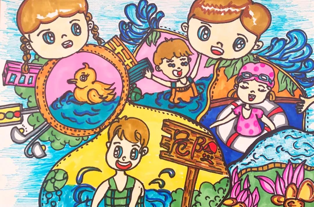 “重生命 防溺水”主题儿童画作品展示-图4