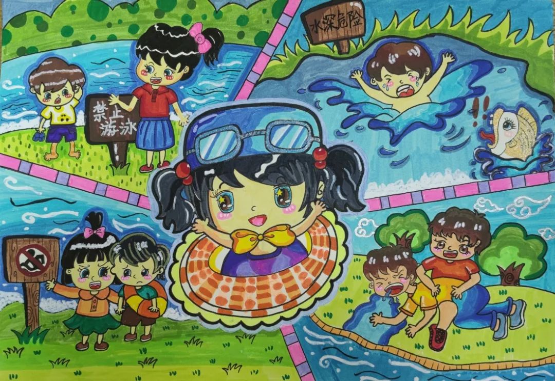珍惜生命 预防溺水儿童画图片-图3