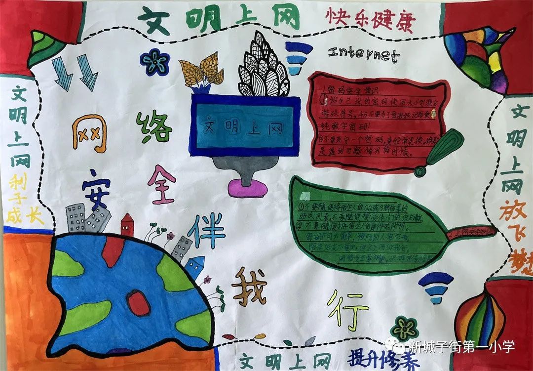 小学五年级“绿色上网 健康成长”手抄报简单好看-图3