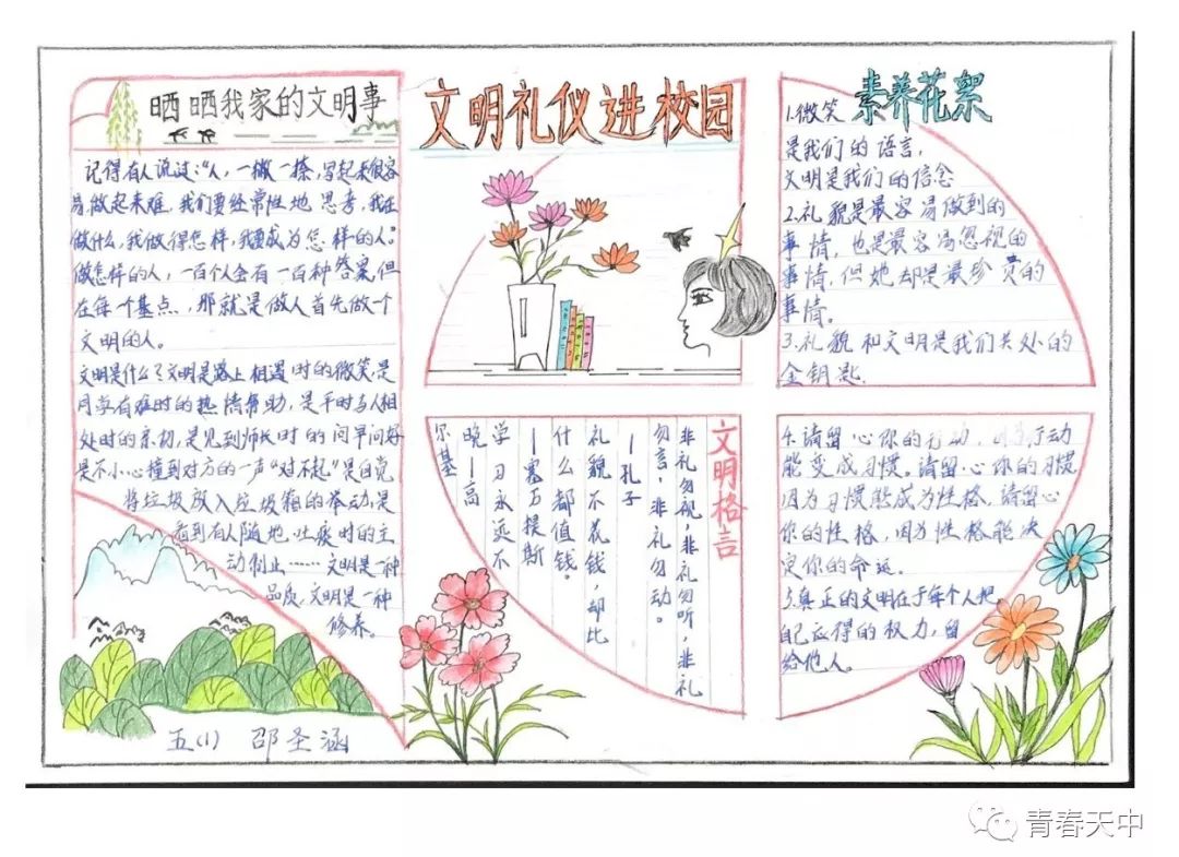 “小手拉大手 文明一起走”手抄报作品-图2