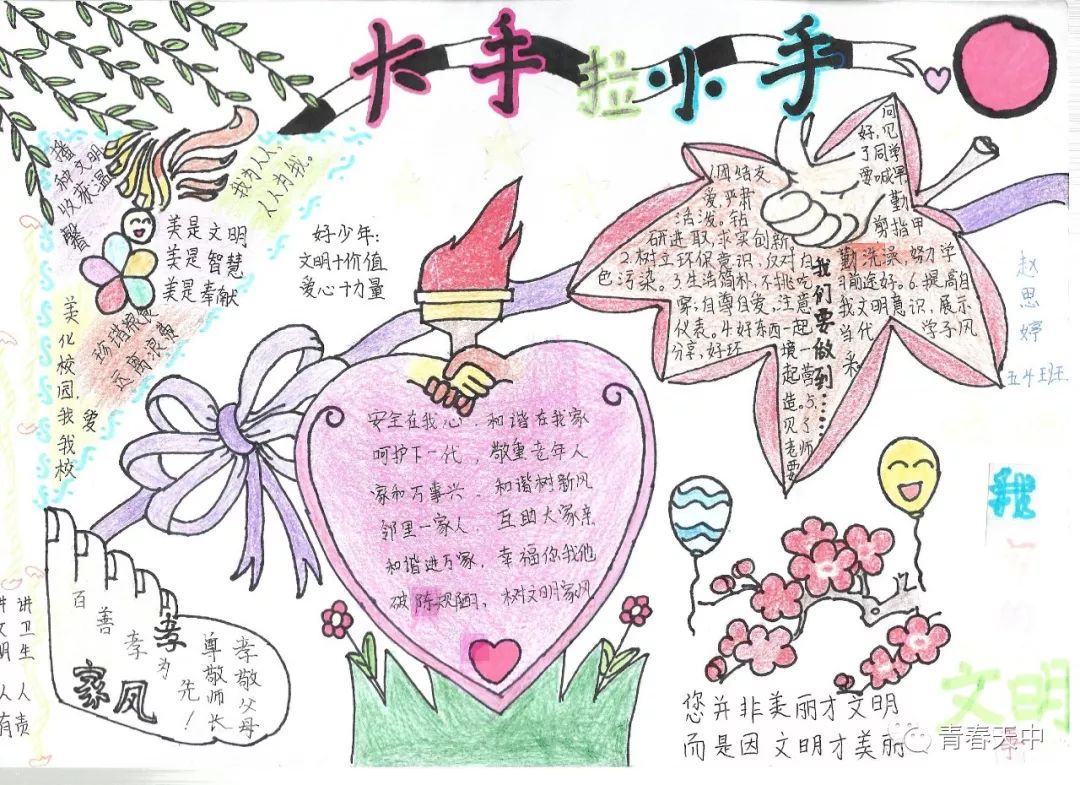 “小手拉大手,晒晒我家的文明事”主题手抄报获奖作品-图2