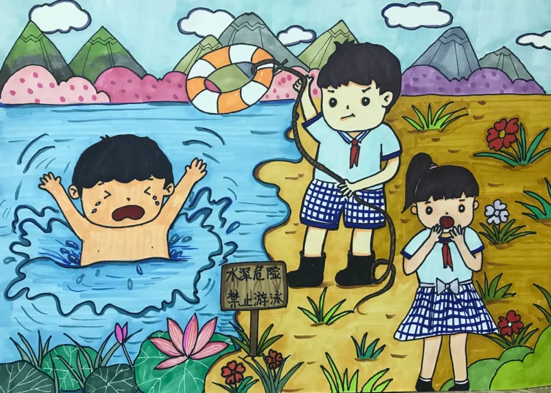 步骤3：水深危险，禁止游泳