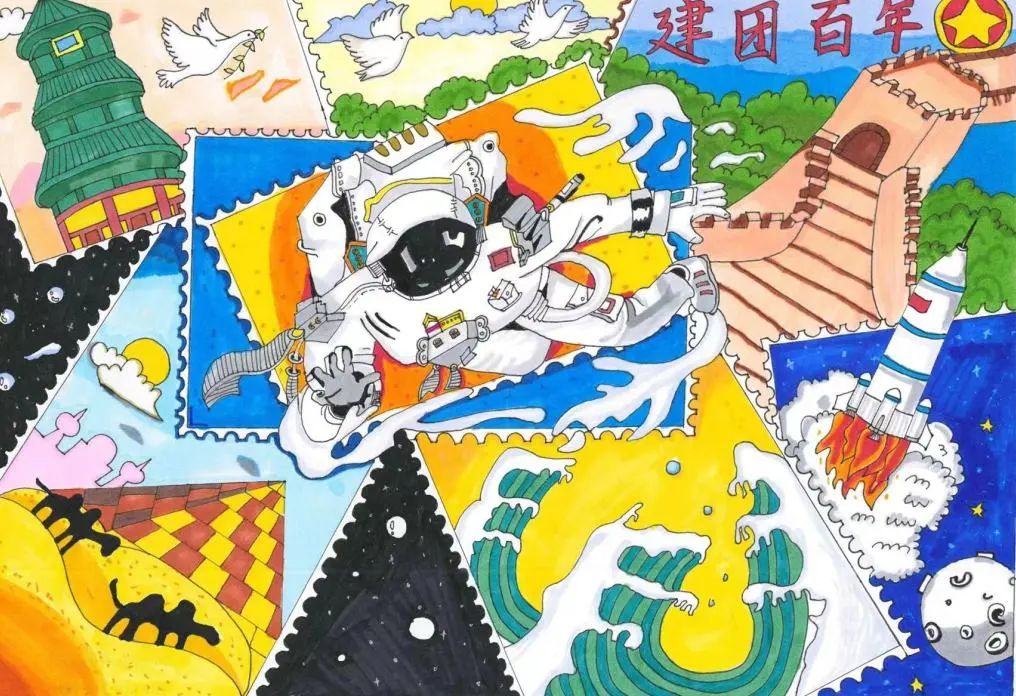 庆祝建团100周年绘画优秀作品7张-图2