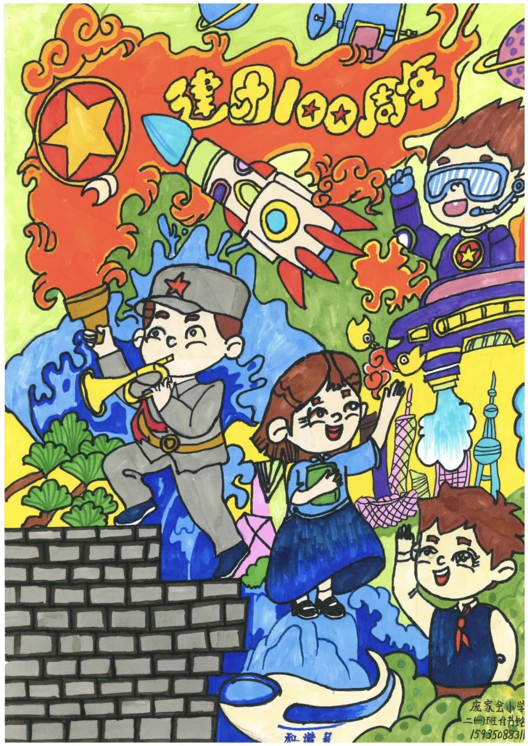 庆祝建团100周年绘画优秀作品7张-图4