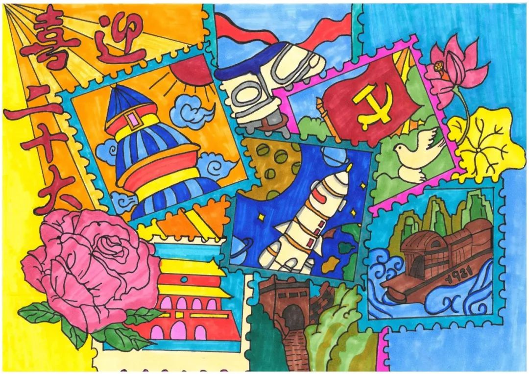 庆祝建团100周年绘画优秀作品7张-图5