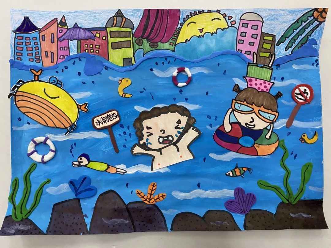 防溺水儿童画怎么画好看-图4