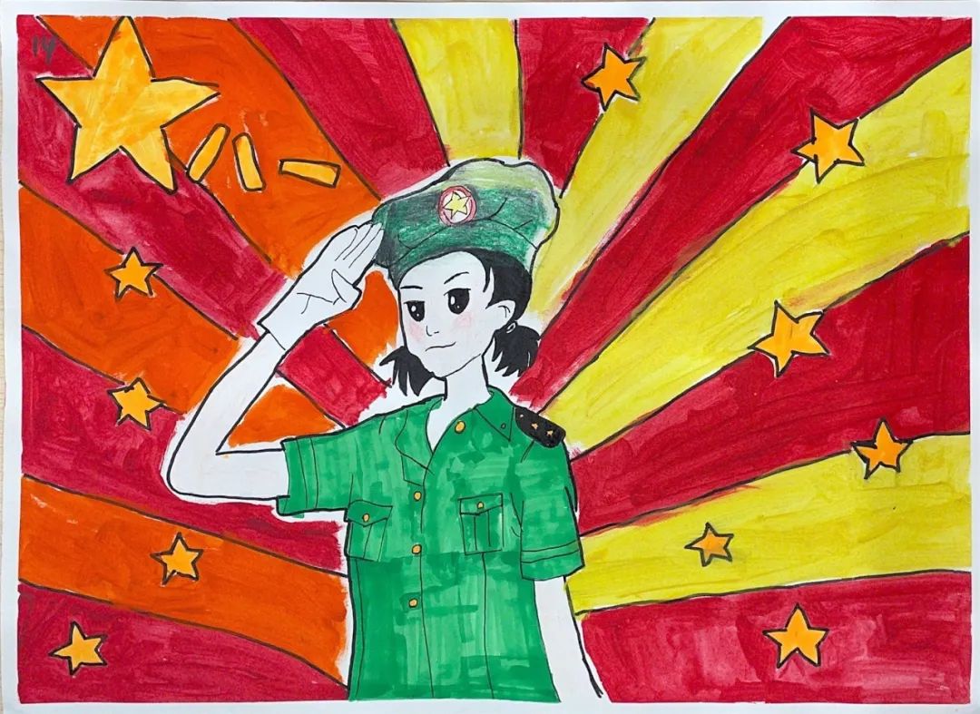 八一建军节主题绘画，致敬最可爱的人！-图1