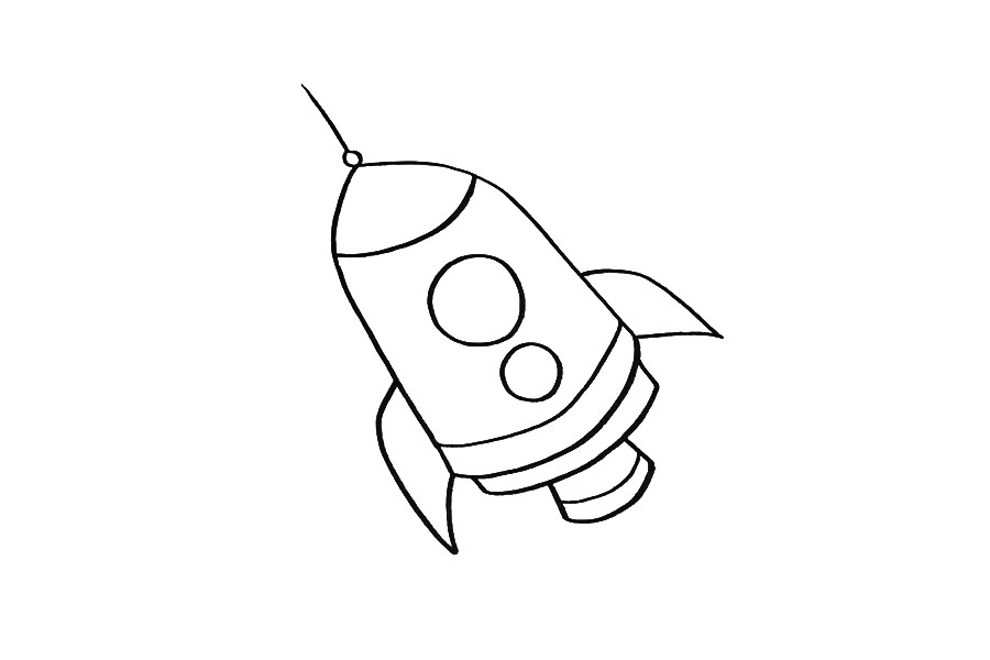 三幅小火箭的简笔画教程-图3