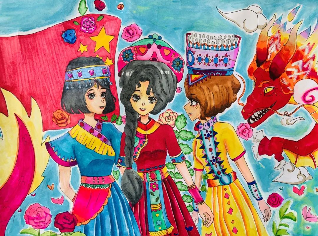 中华民族一家亲主题儿童画（8张）-图2