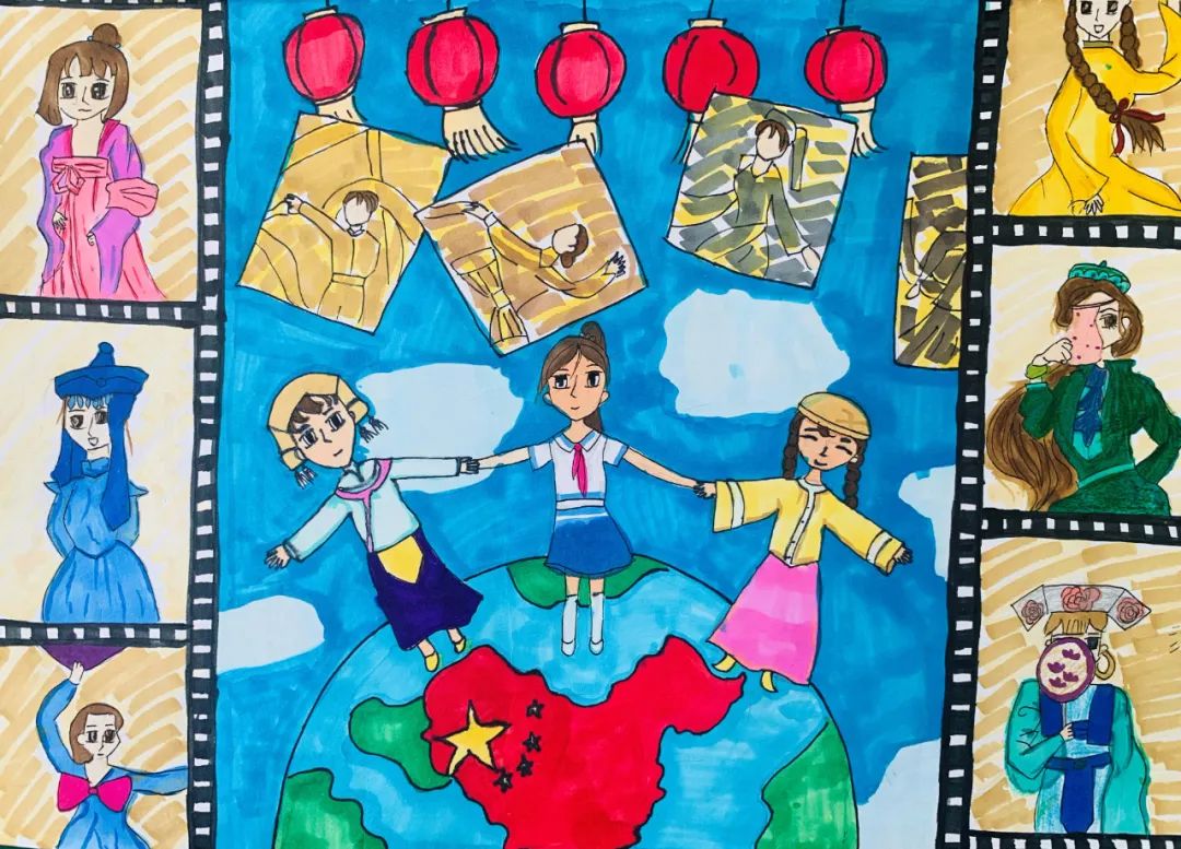 中华民族一家亲主题儿童画（8张）-图7