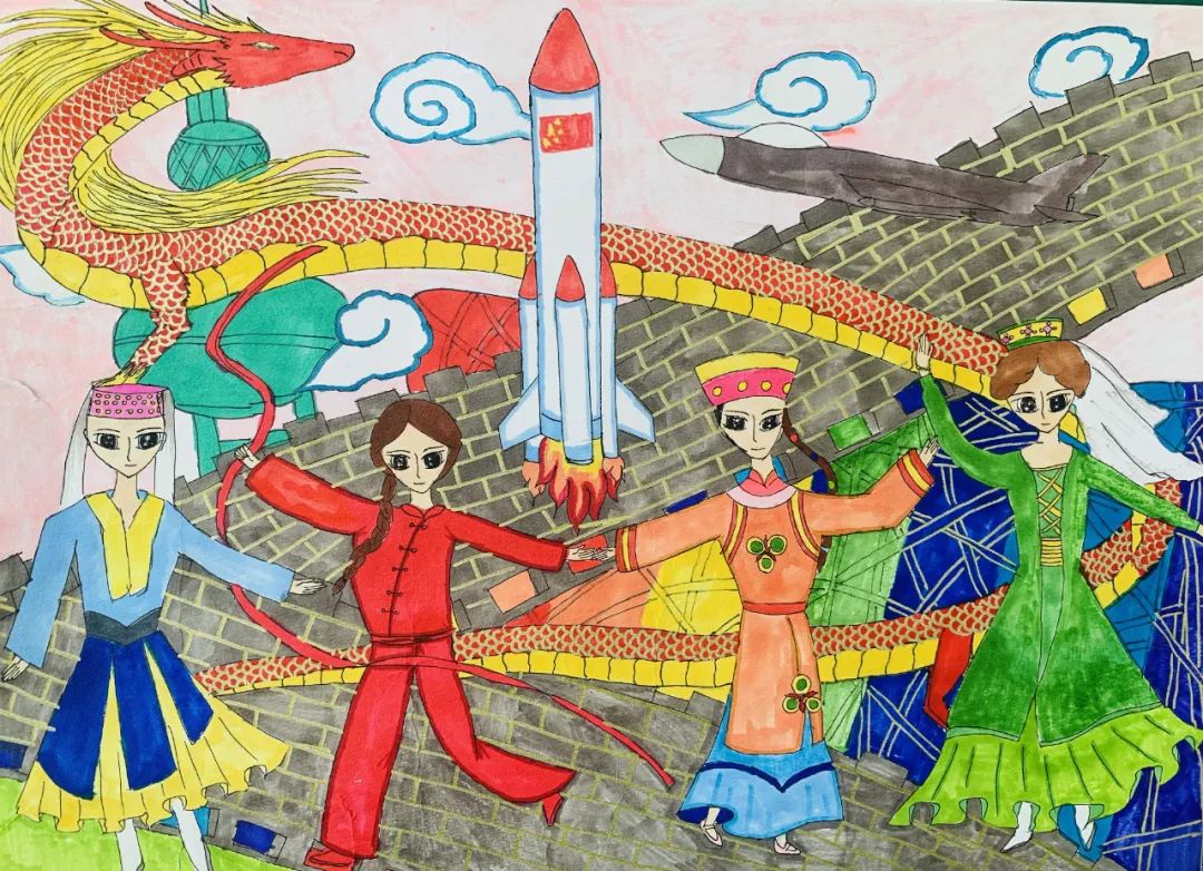 中华民族一家亲主题儿童画（8张）-图8