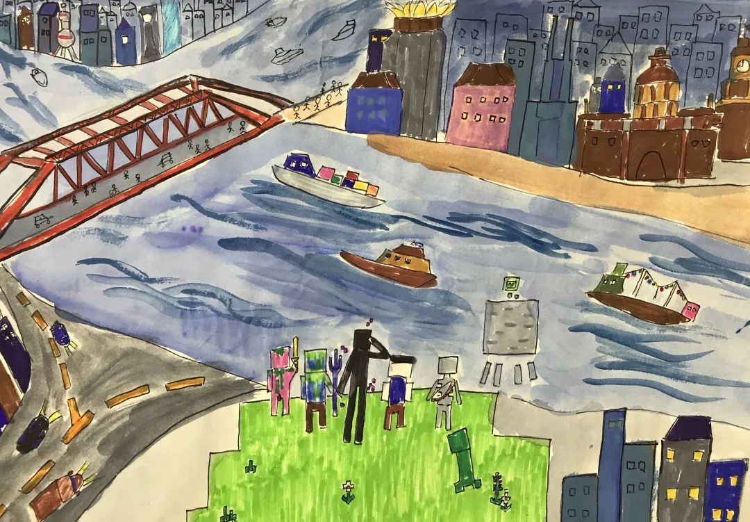 爱浦江 爱上海 我的家乡主题绘画作品-图3