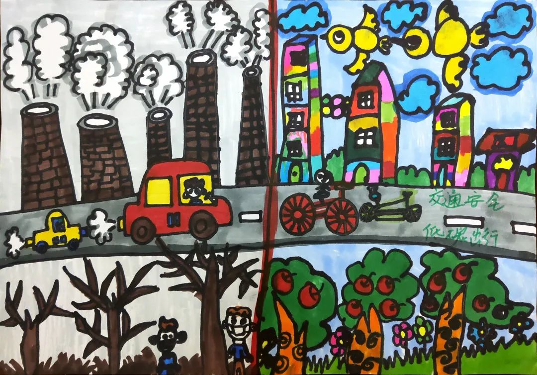 文明交通安全出行 小学生交通安全教育主题绘画-图4