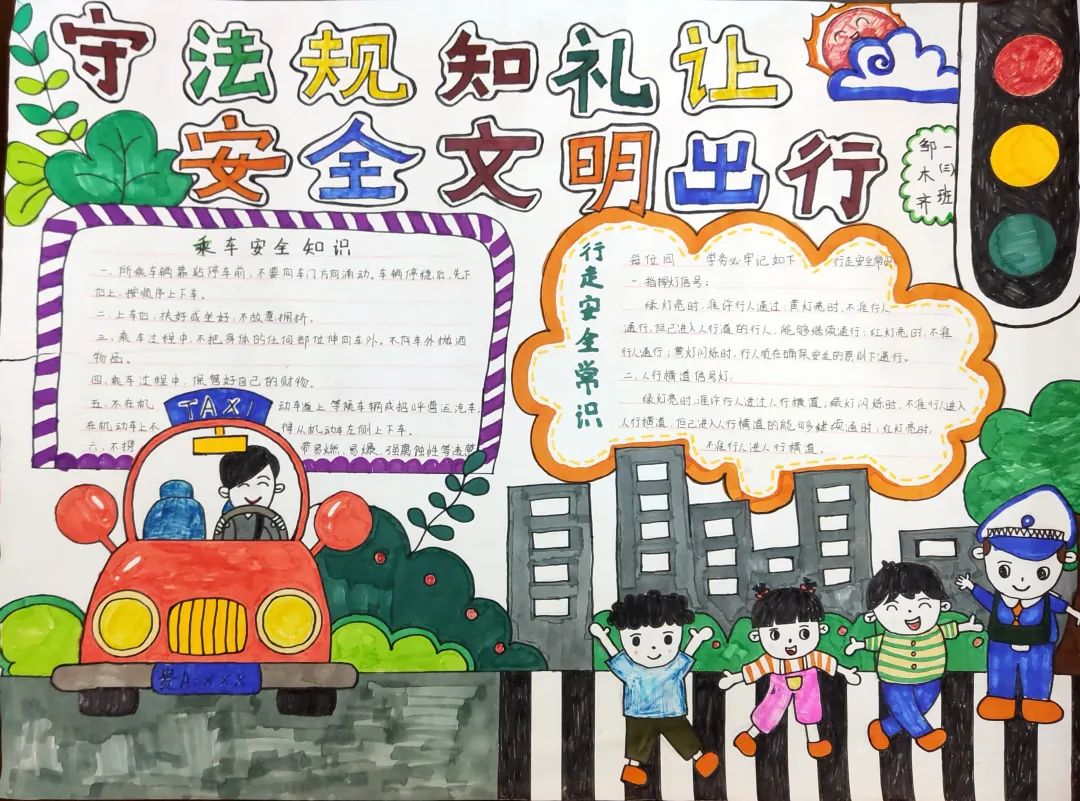 文明交通安全出行 小学生交通安全教育主题绘画-图6