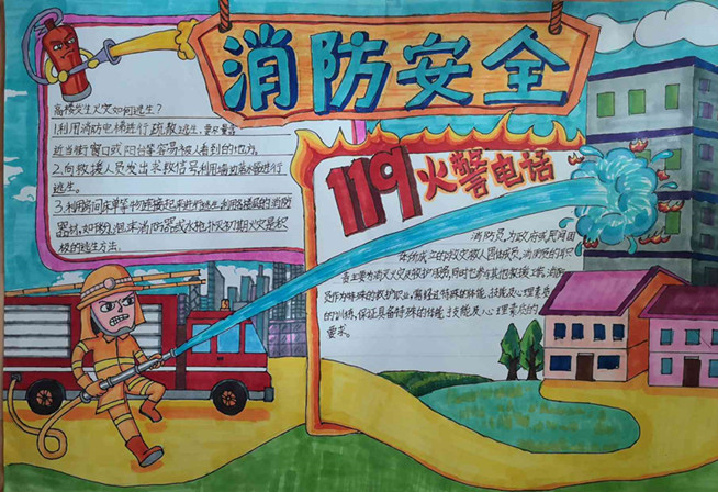 小学生119消防安全手抄报简单又漂亮-图1