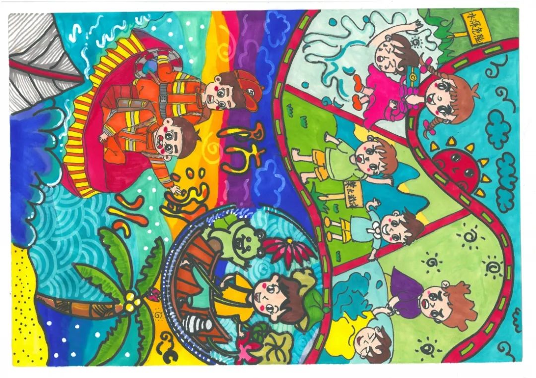 儿童防溺水绘画简单又漂亮-图2