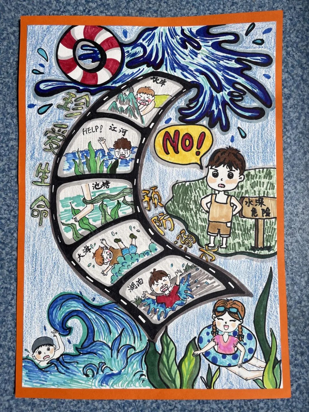 儿童防溺水绘画简单又漂亮-图6