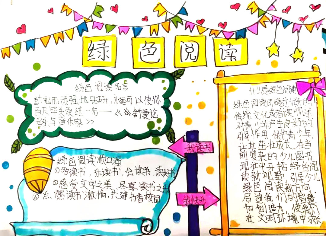 快乐阅读 绿色阅读主题手抄报精选作品-图2
