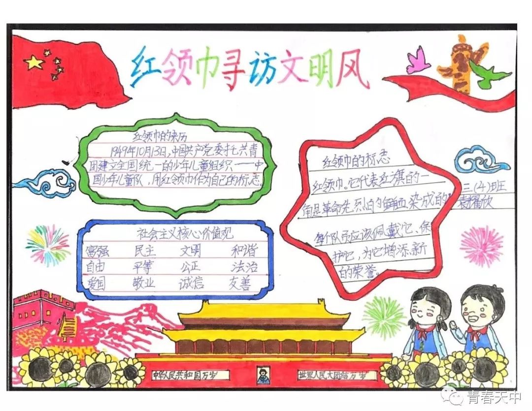 “红领巾心向党 做文明好少年”手抄报简单漂亮-图5