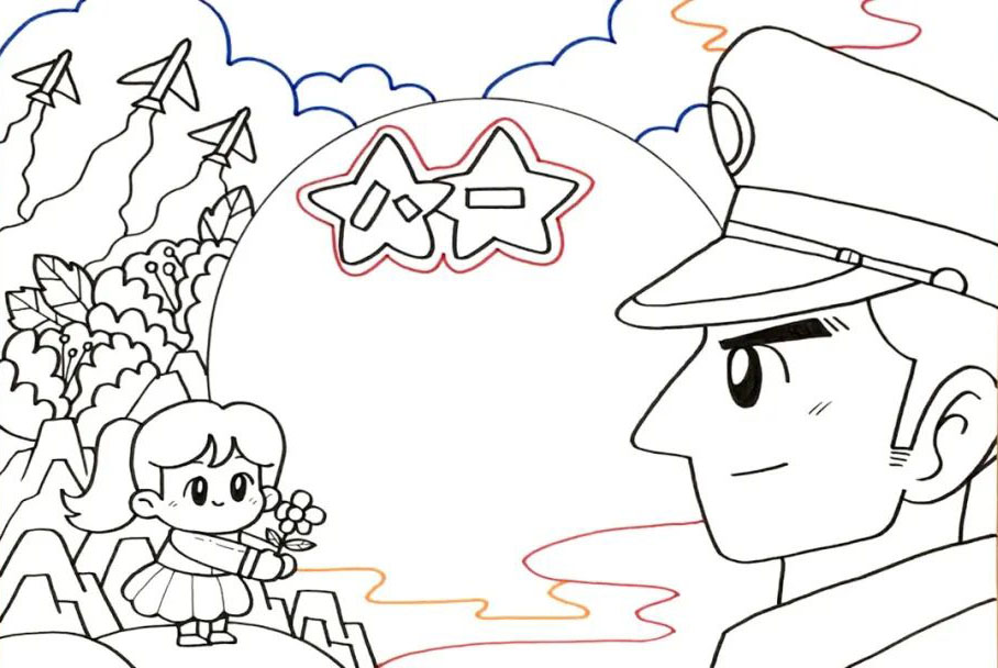 中国加油！简单的建军节手抄报教程-图5