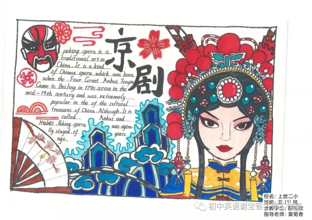 中国戏曲文化英语手抄报图片4张-图3