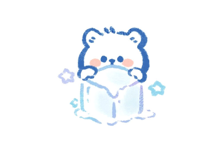 可爱的夏日冰块小熊简笔画画法步骤