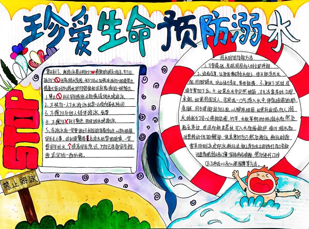 怎么画简单漂亮的防溺水手抄报-图3