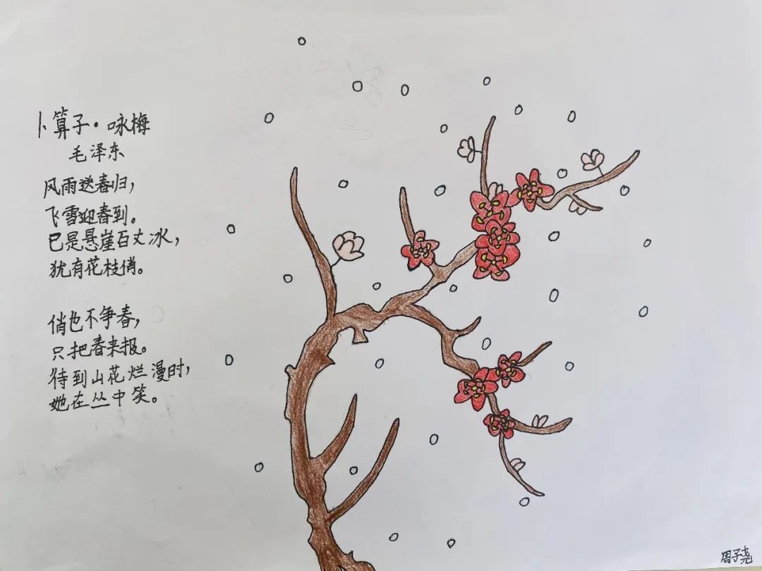 一张简单的卜算子咏梅诗配画图片