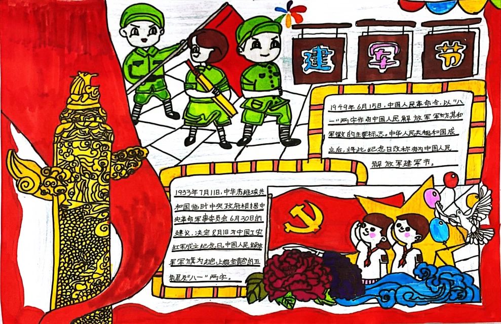 致敬八一建军节手抄报简单好看-图4