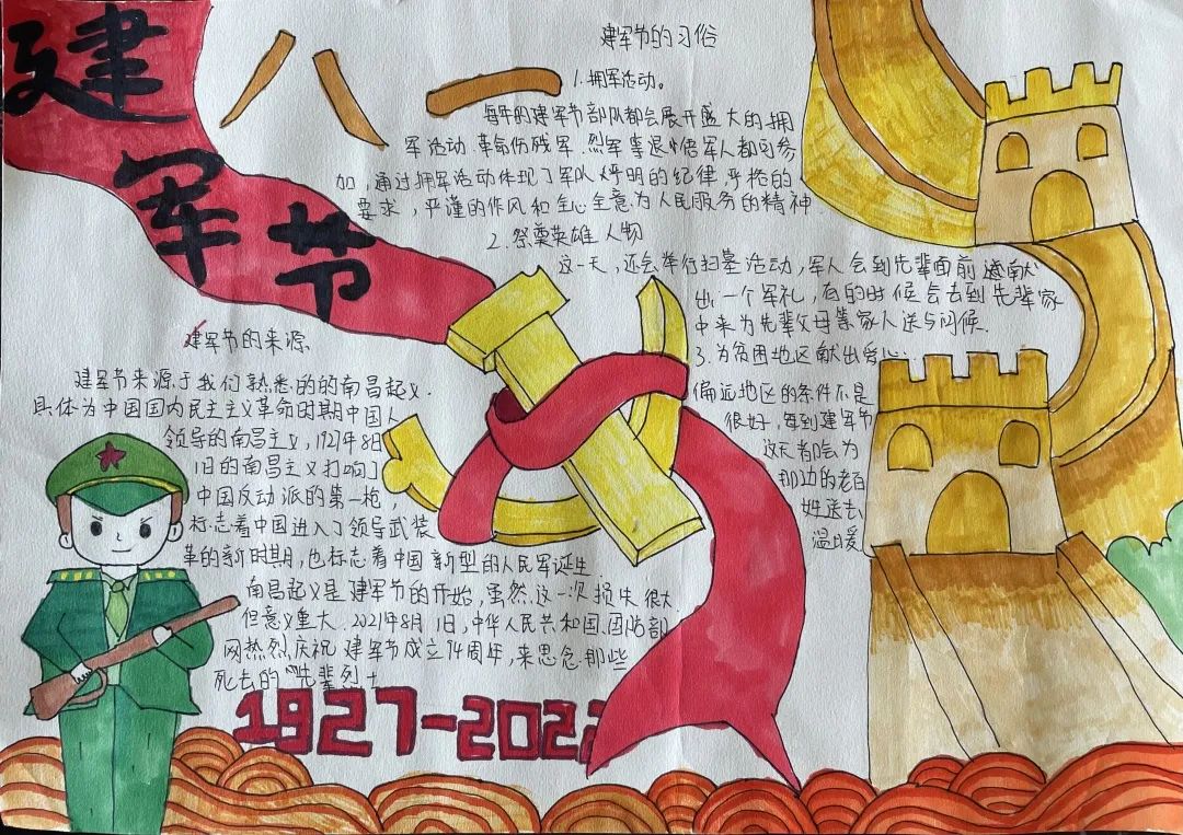 八一建军节爱国主题手抄报作品-图2