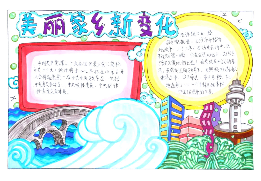 “感受家乡新变化，喜迎党的二十大” 主题手抄报-图4