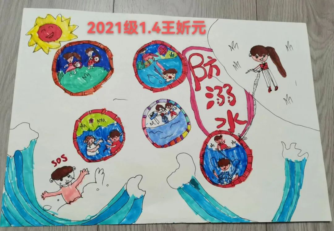 小学一年级防溺水主题绘画“我是安全小卫士”-图1