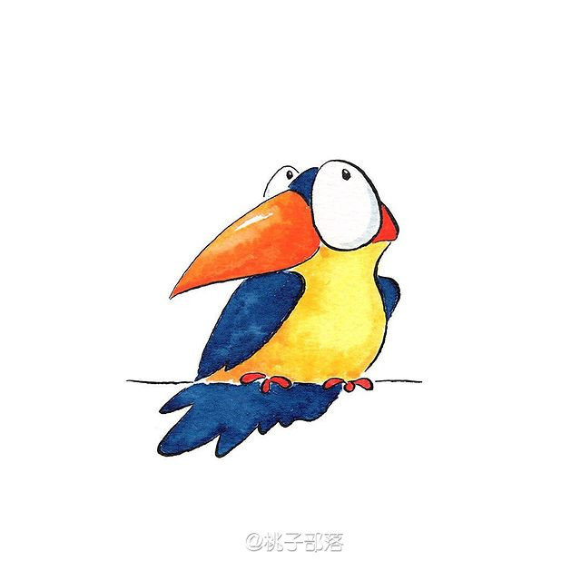 一组线条简洁的可爱小鸟简笔画图片-图6