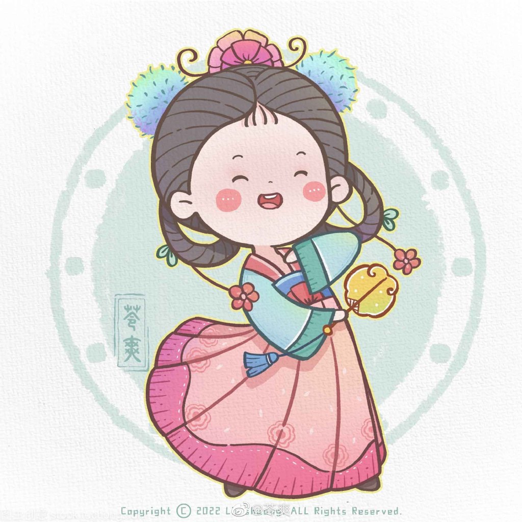 一组可爱古风人物简笔画图片-图2