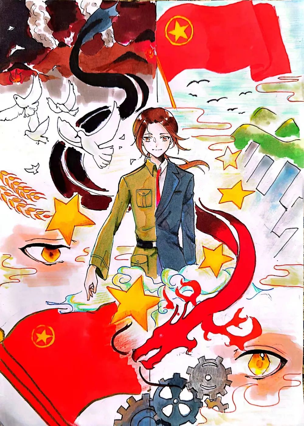 “建功新百年 童心画祖国”系列儿童画-图1