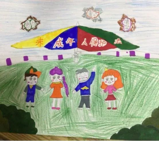 增强未成年人自我保护意识 青少年法治绘画作品-图1