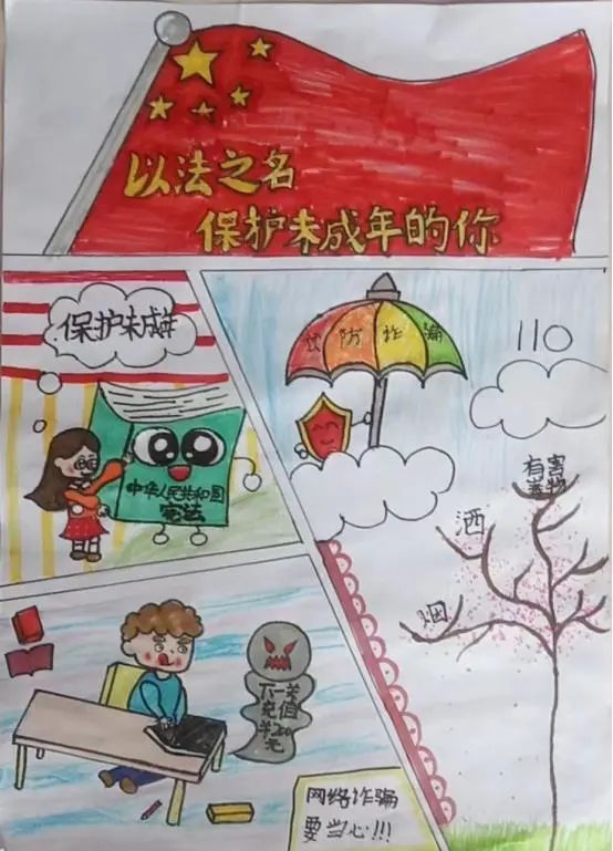 保护未成年 小学生法治主题绘画作品-图2