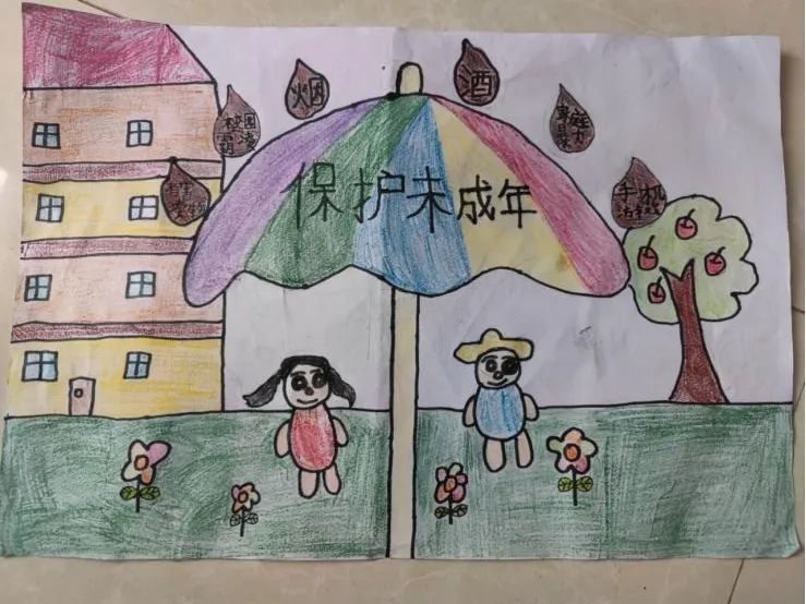 保护未成年 小学生法治主题绘画作品-图6