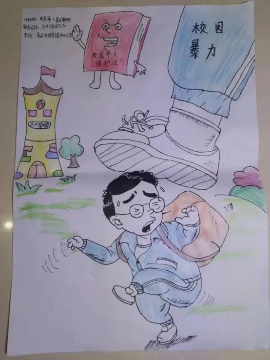 保护未成年 小学生法治主题绘画作品-图7
