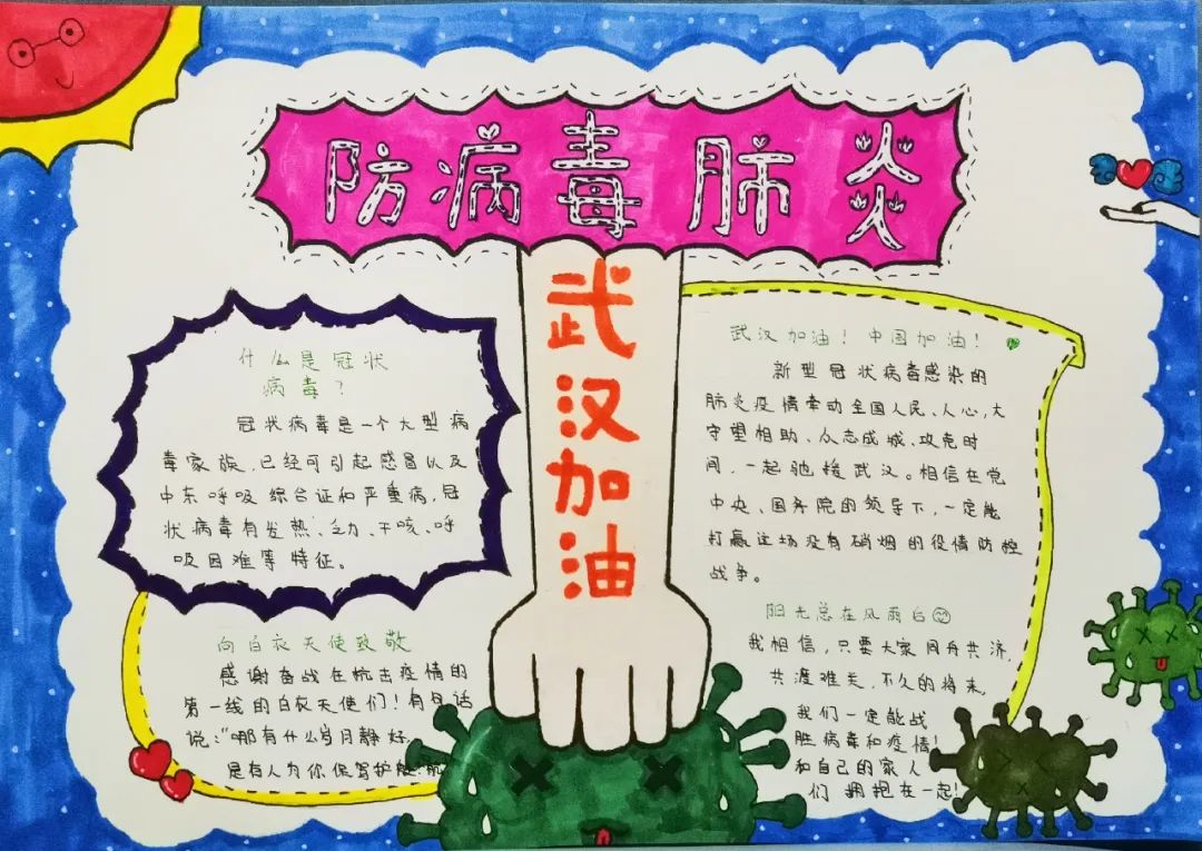 5张关于抗击疫情的手抄报漂亮好画-图1