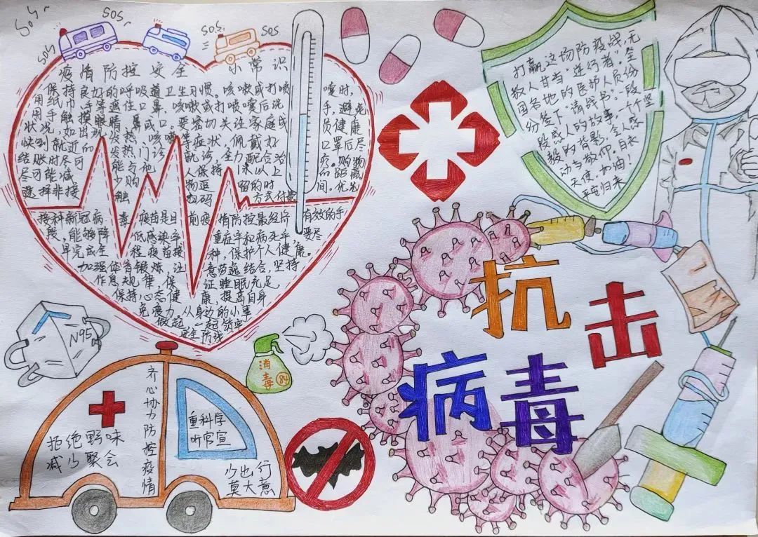 万众一心 众志成城抗击疫情手抄报-图5