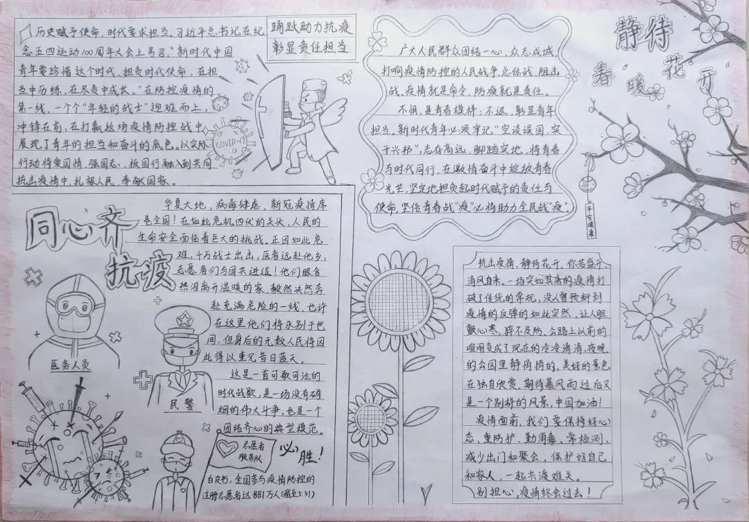 同心战“疫” 致敬逆行英雄主题手抄报7张-图2