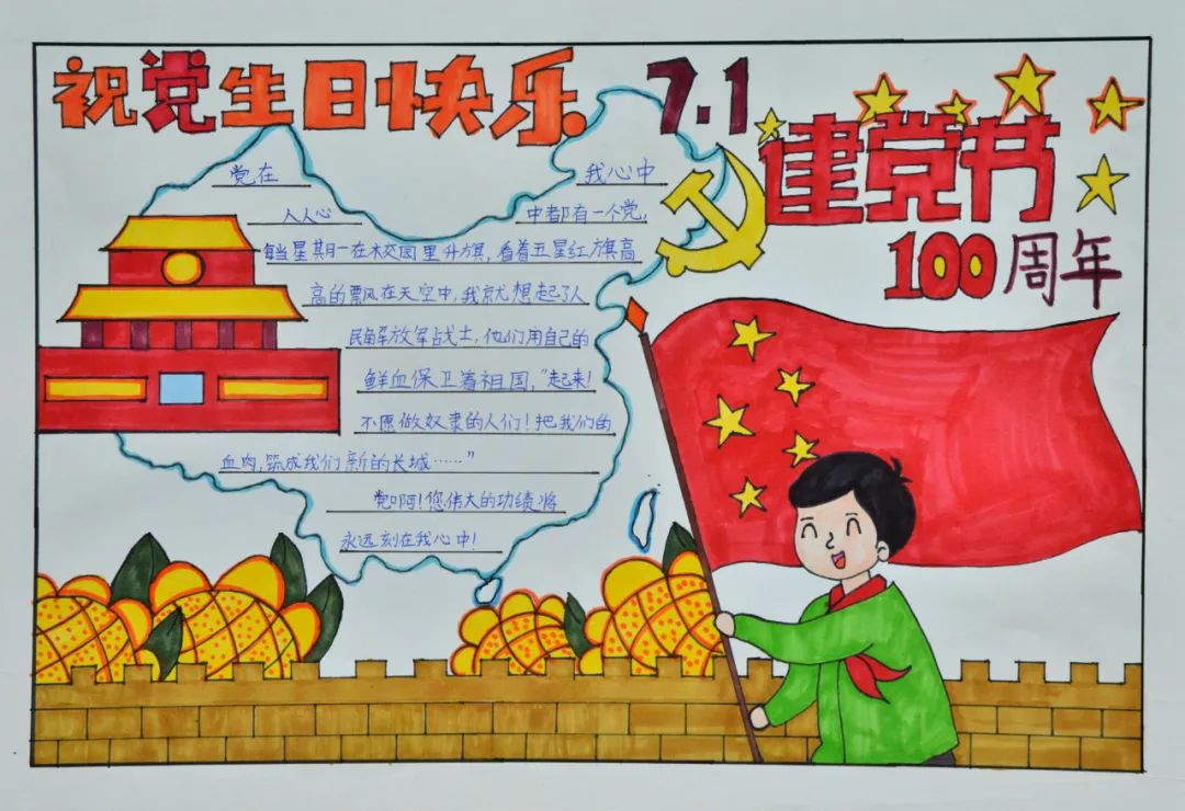 “红心向党阳光成长”庆祝中国共产党成立100周年手抄报5张-图3
