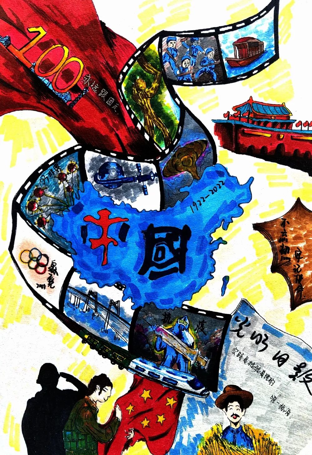 “喜迎二十大 庆建团百年”优秀主题绘画作品-图4