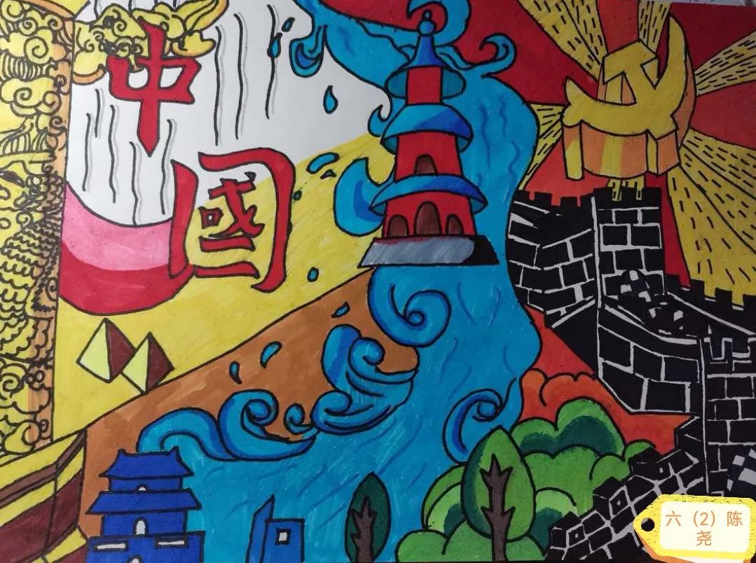 “为祖国点赞 让童心飞扬”儿童绘画作品-图3