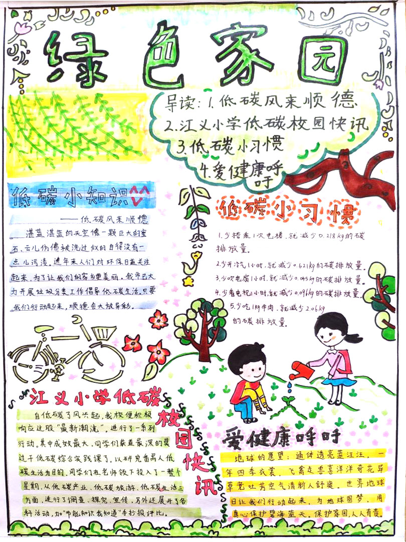 5张关于绿色家园的手抄报简单好画-图4