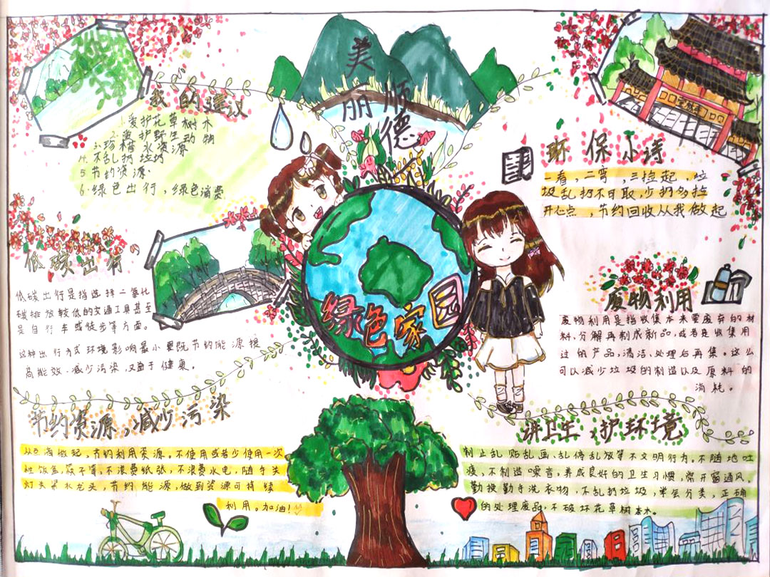 5张关于绿色家园的手抄报简单好画-图5