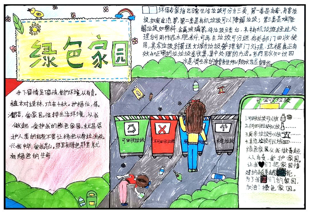 环保绿色家园的手抄报 二年级6张-图1