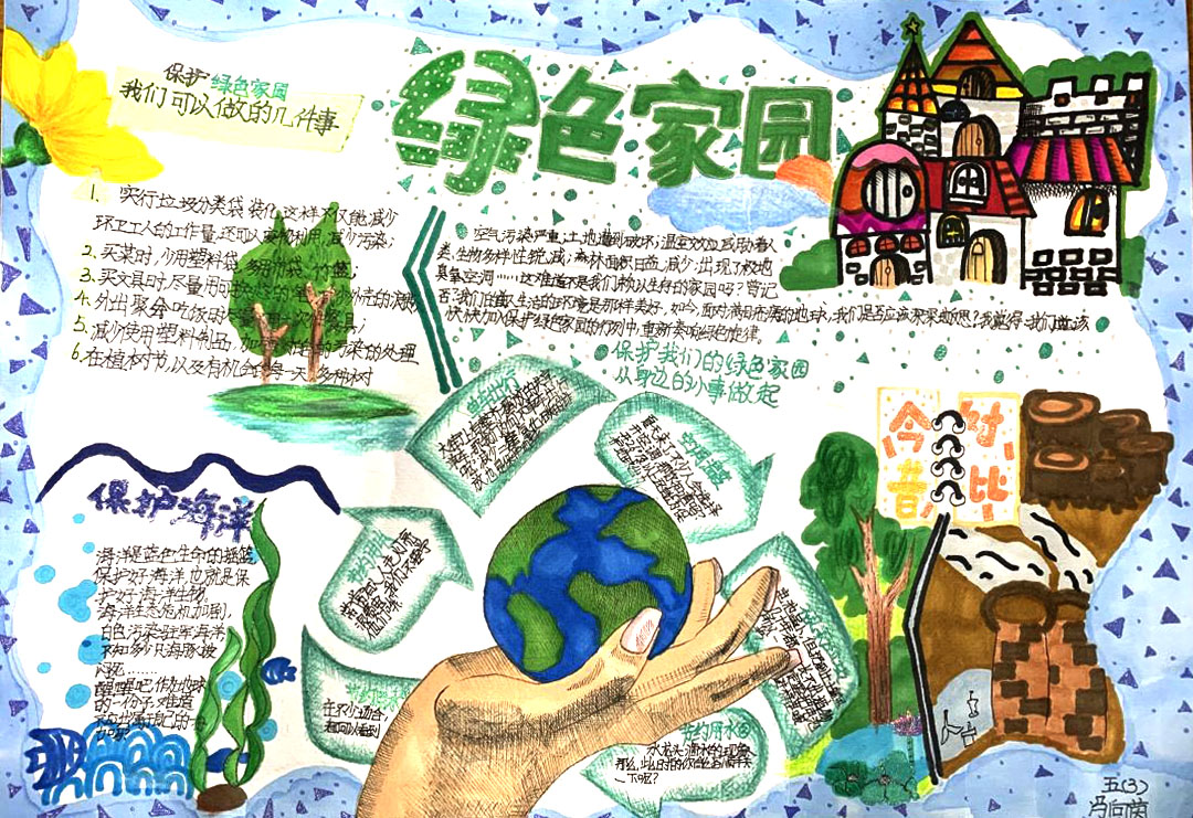 环保绿色家园的手抄报 二年级6张-图4