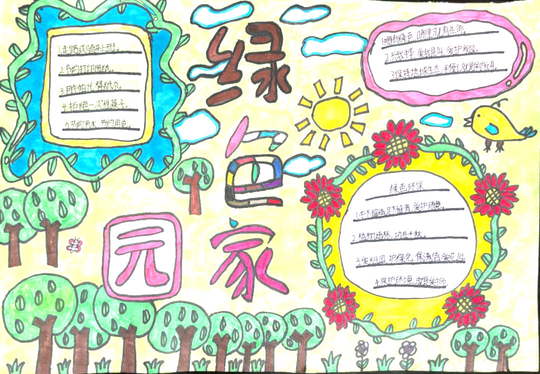 7张绿色家园主题手抄报模板-图3